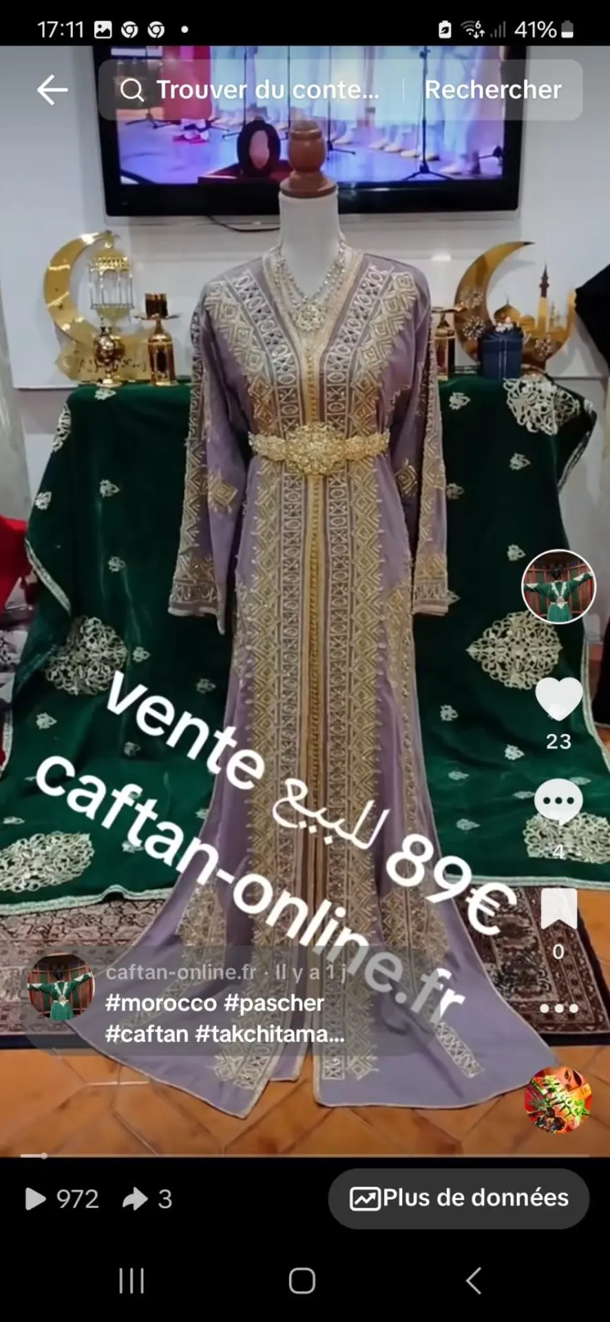 caftan marocain d'occasion avec ceinture