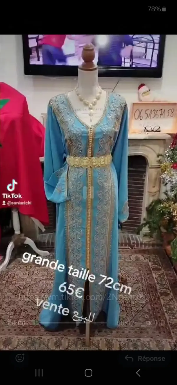 lot deux caftan marocain d'occasion grande taille plus ceinture — photo 2