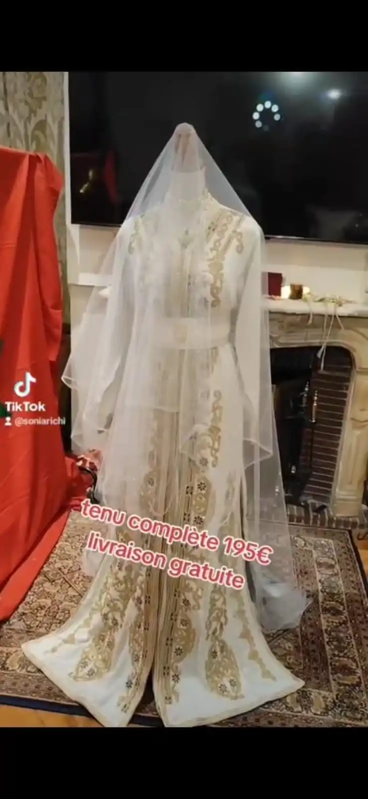 lot Caftan marocain neuf avec voile et ceinture