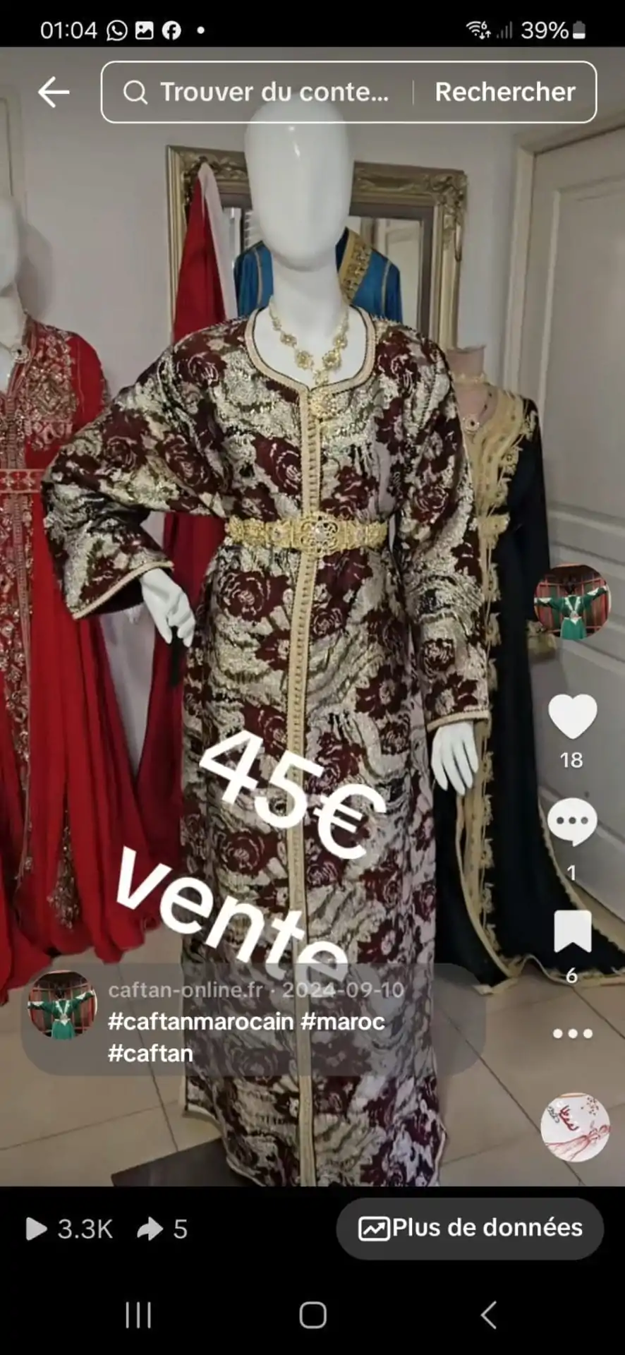 caftan marocain d'occasion