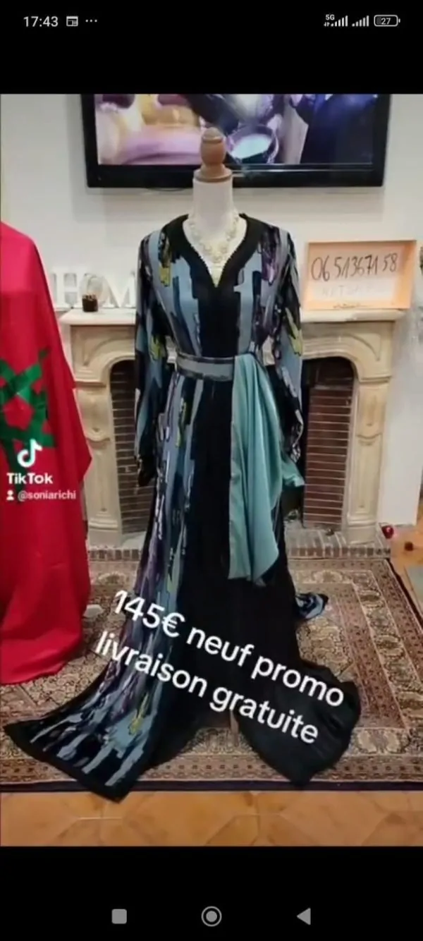 caftan marocain neuf avec ceinture doublé