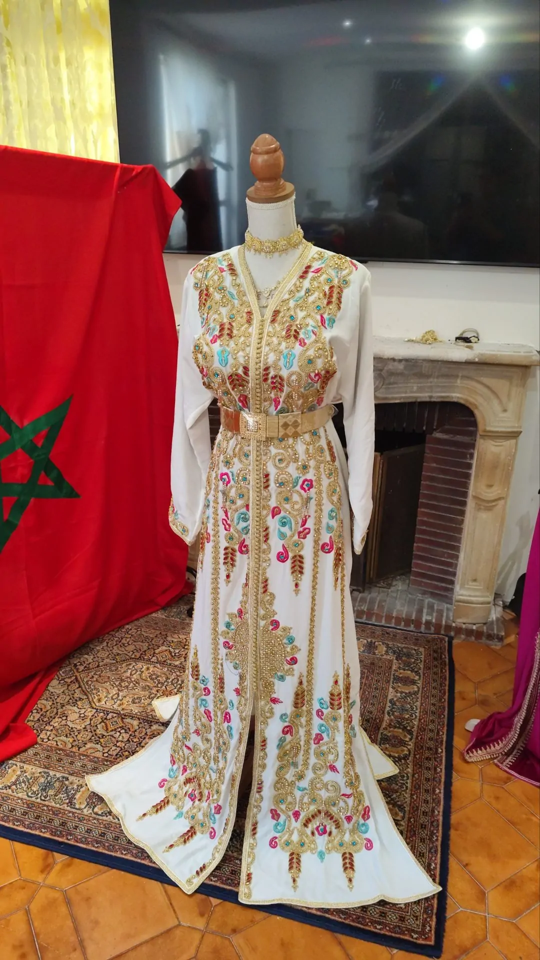 caftan marocain neuf doublé avec la ceinture – Image 4