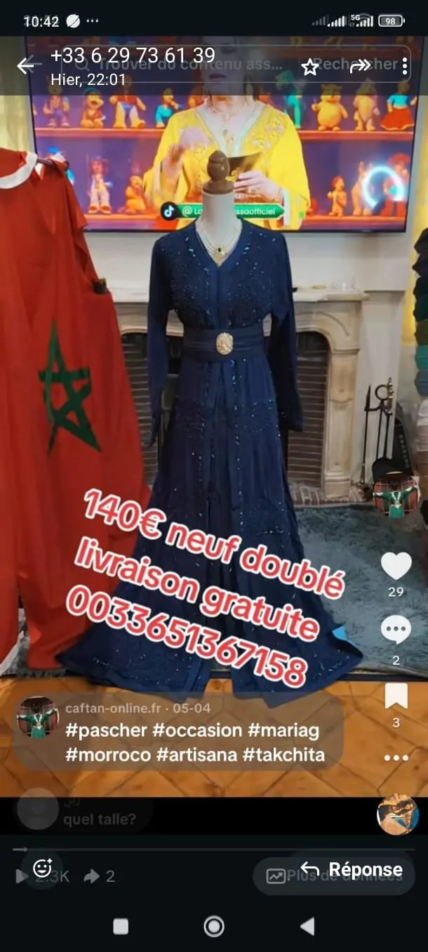 caftan marocain neuf doublé