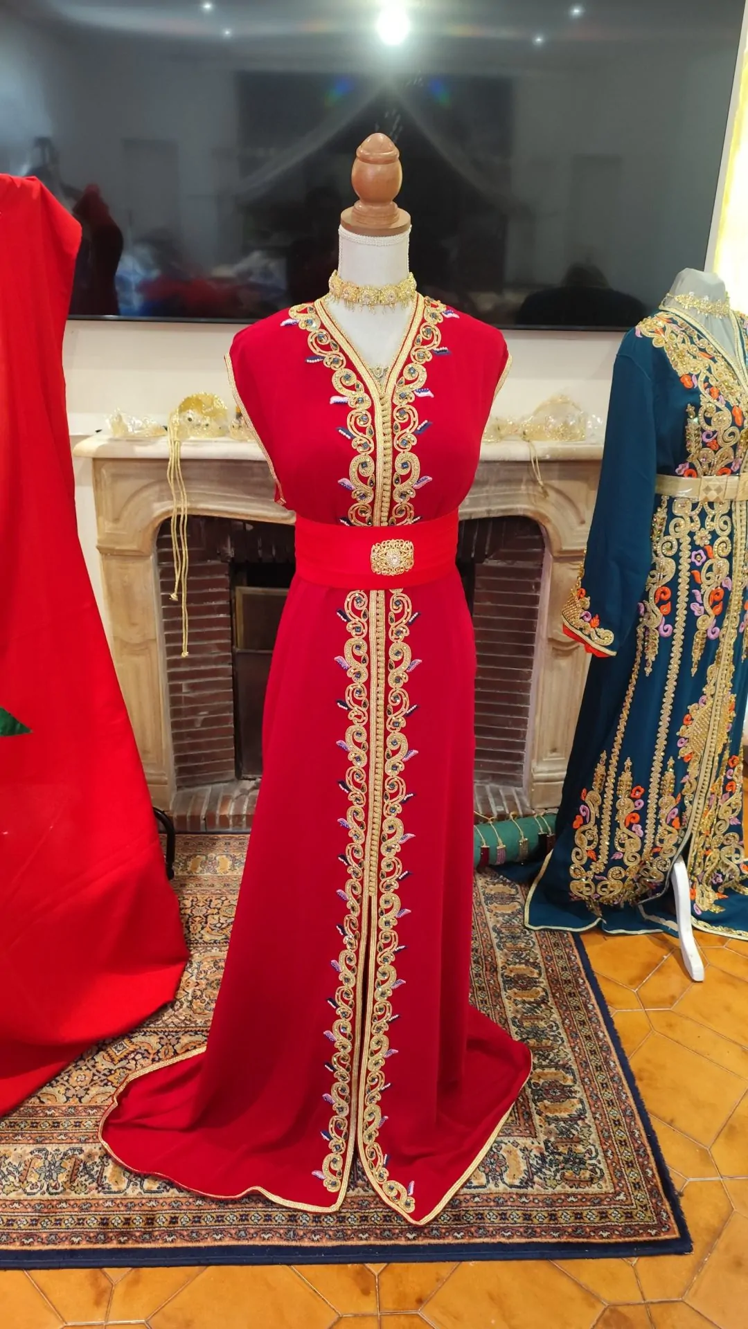 caftan marocain neuf doublé avec ceinture – Image 4