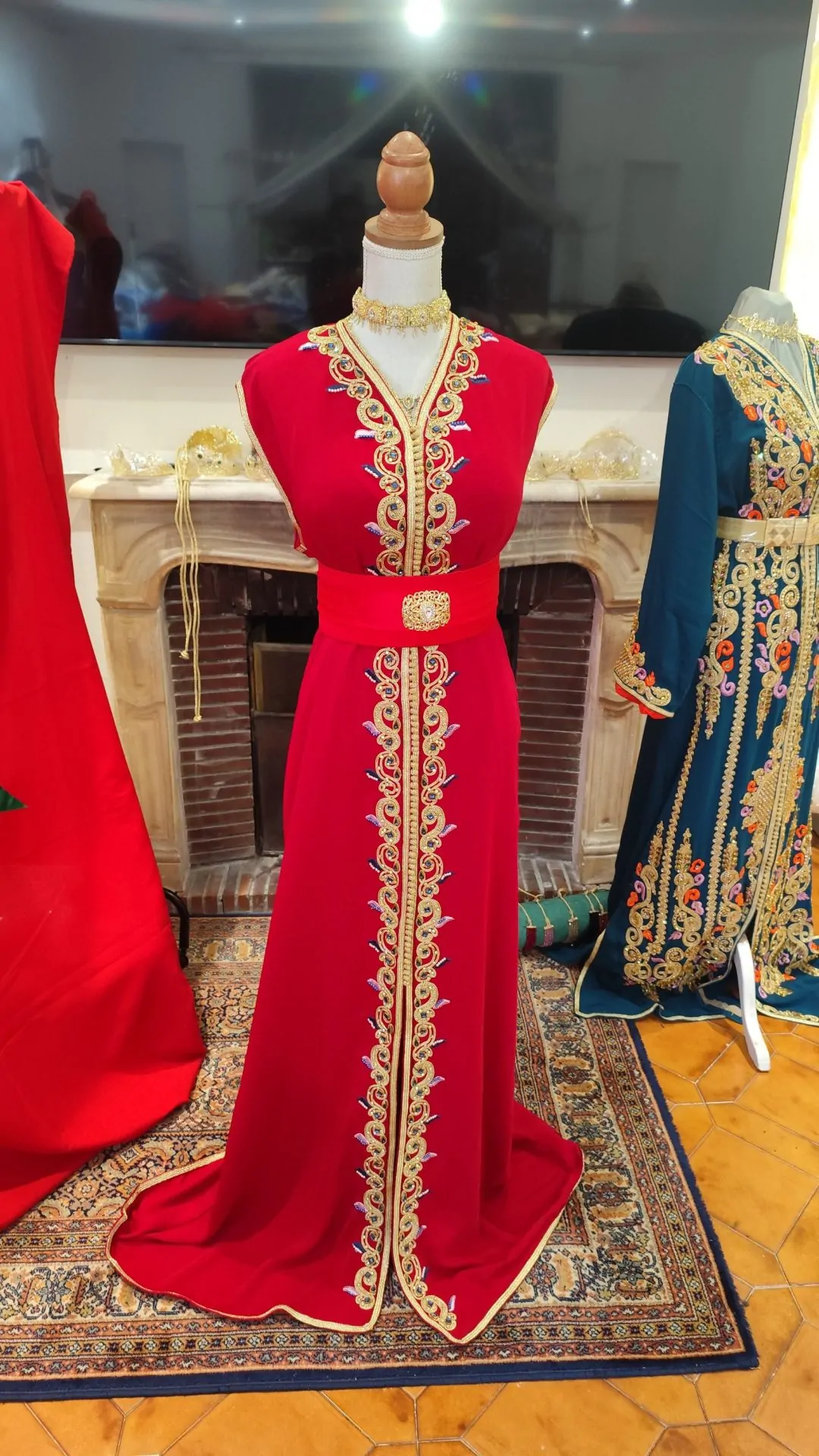 caftan marocain neuf doublé avec ceinture – Image 6
