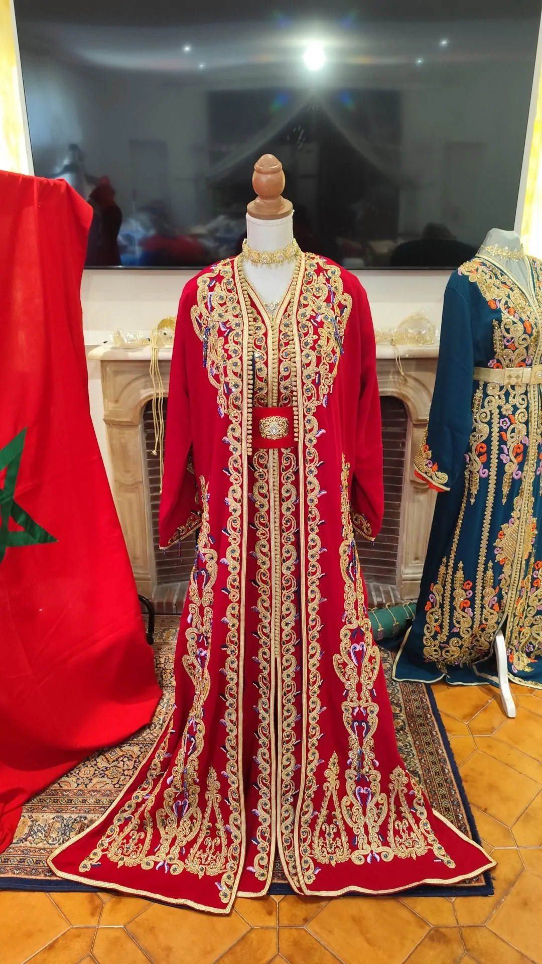 caftan marocain neuf doublé avec ceinture – Image 2