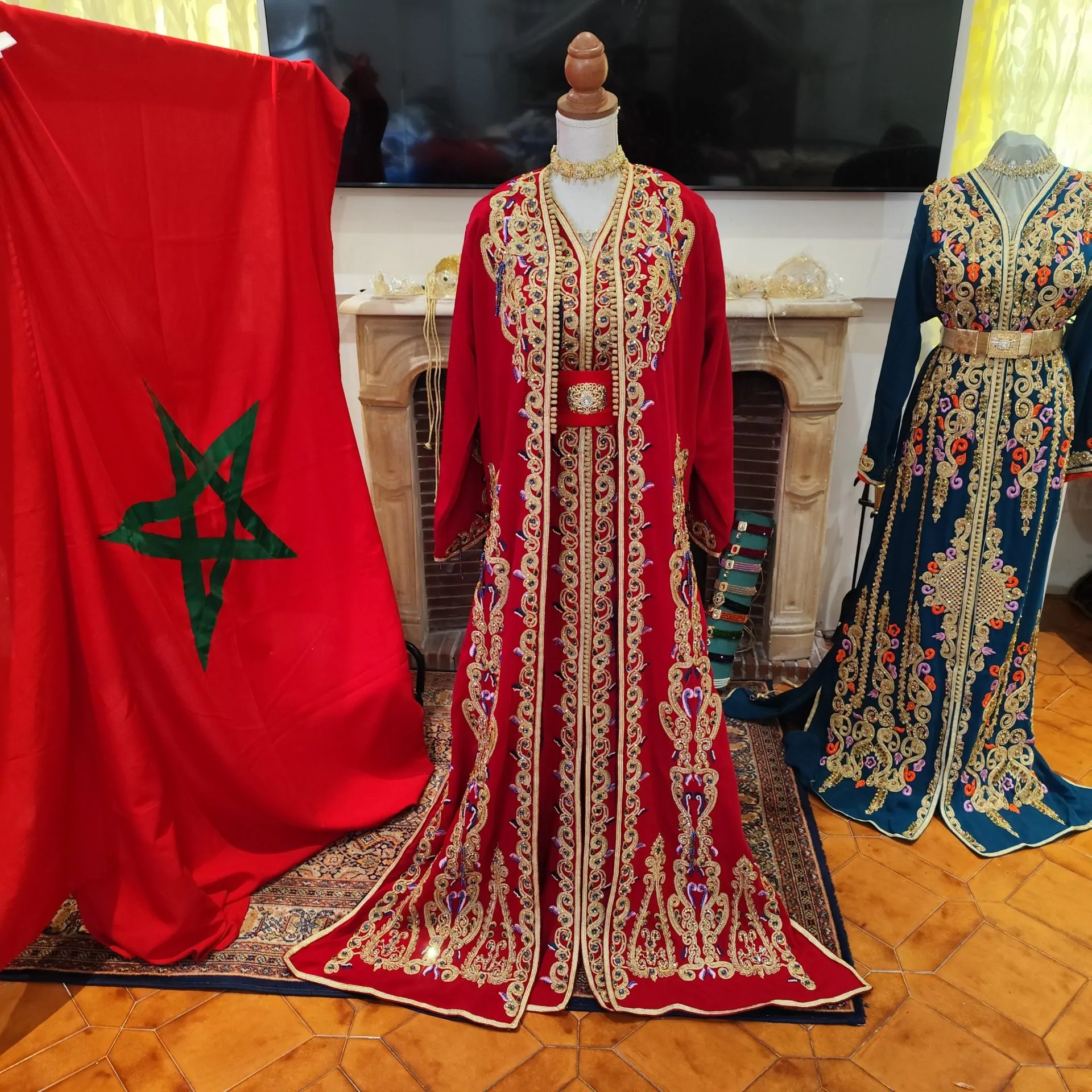 caftan marocain neuf doublé avec ceinture – Image 17