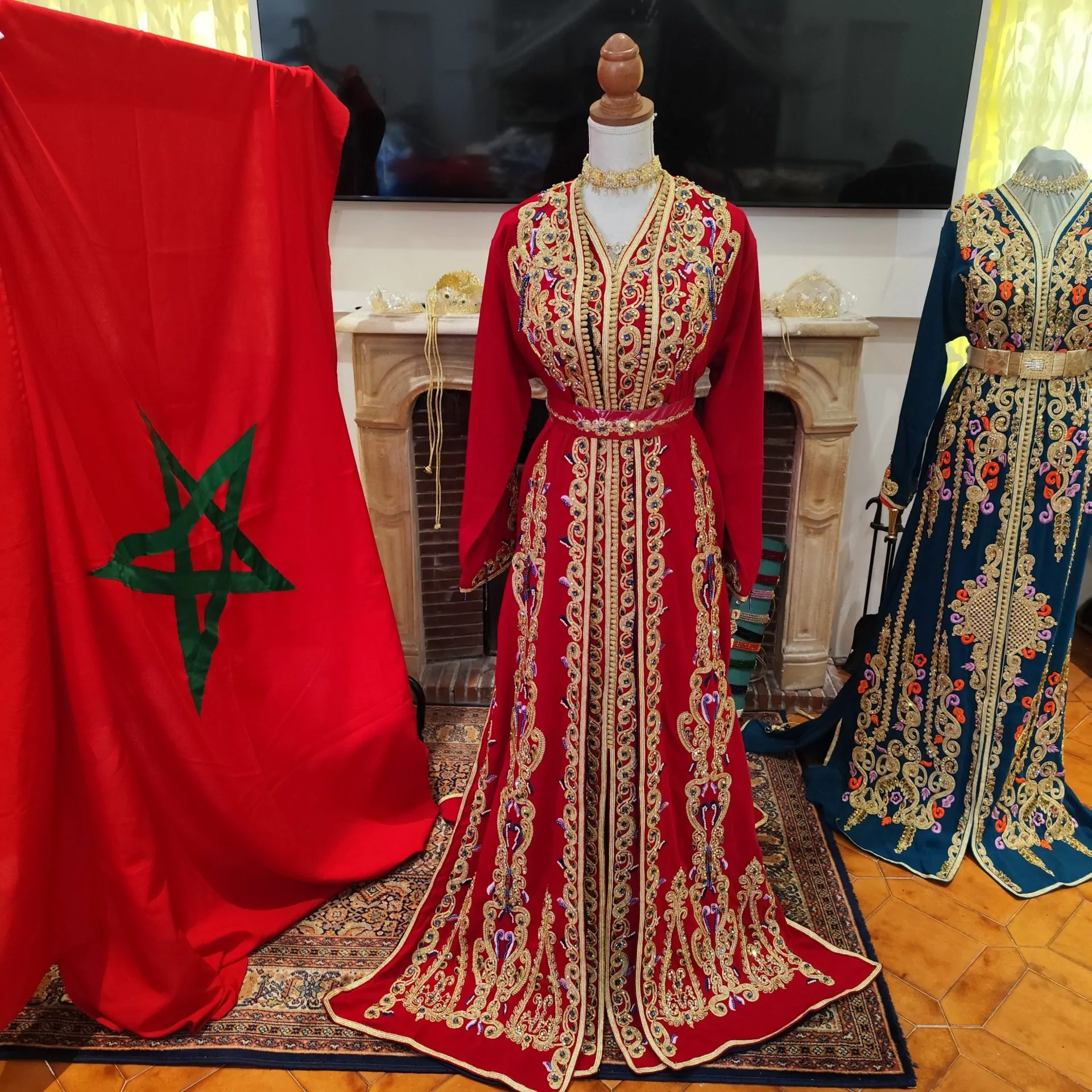 caftan marocain neuf doublé avec ceinture – Image 16