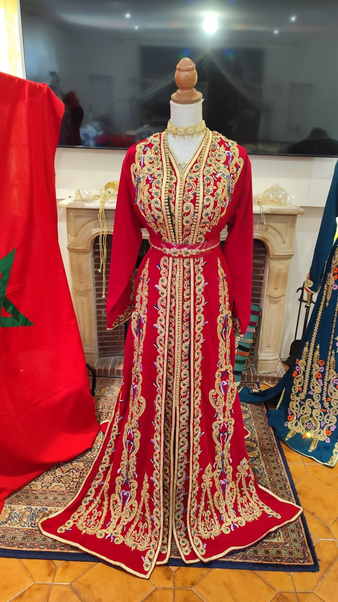 caftan marocain neuf doublé avec ceinture – Image 7