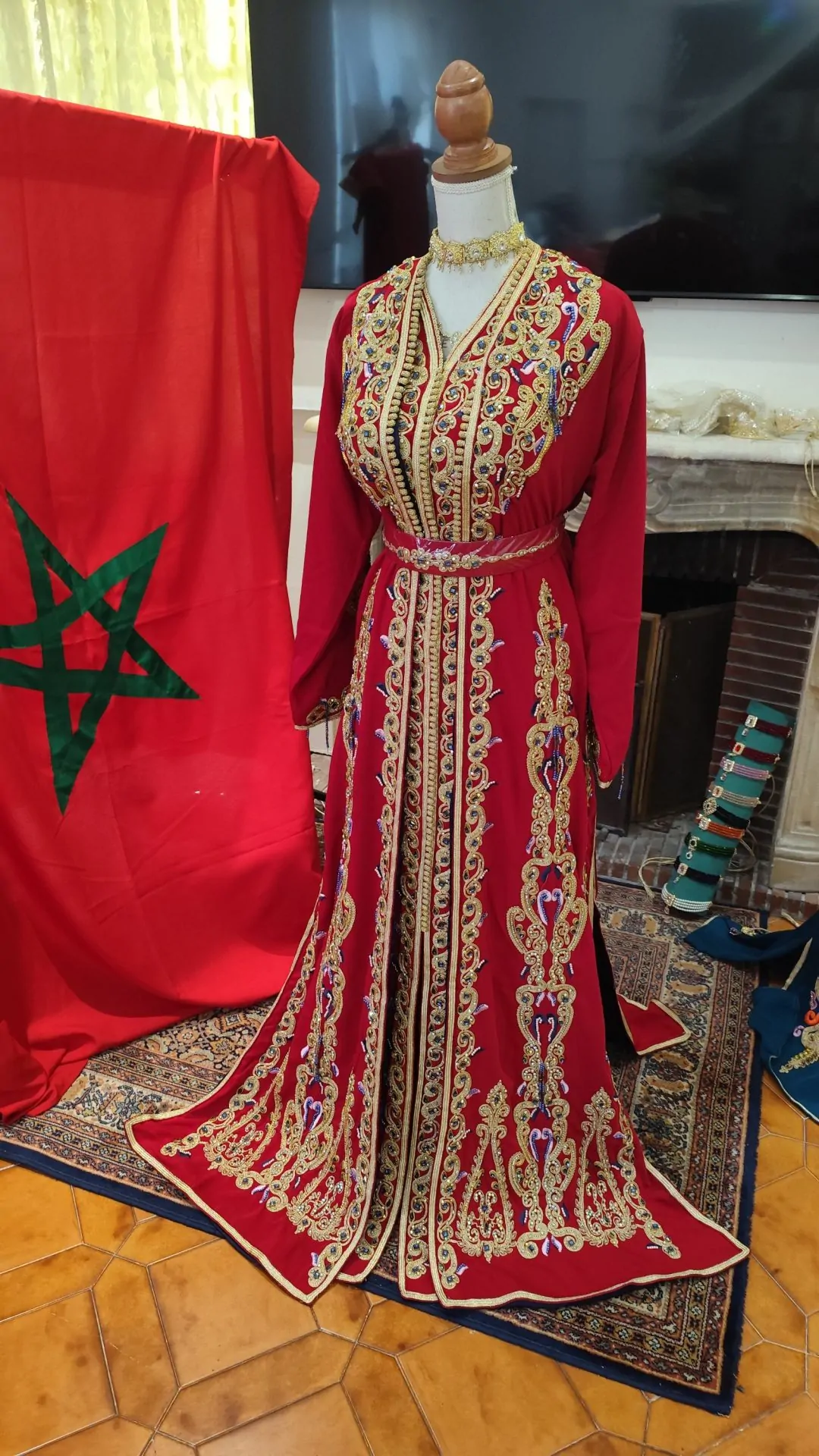 caftan marocain neuf doublé avec ceinture – Image 10