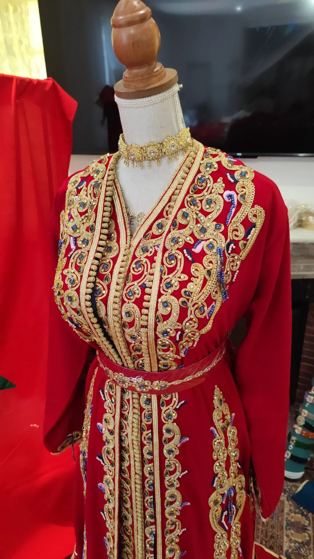 caftan marocain neuf doublé avec ceinture – Image 11