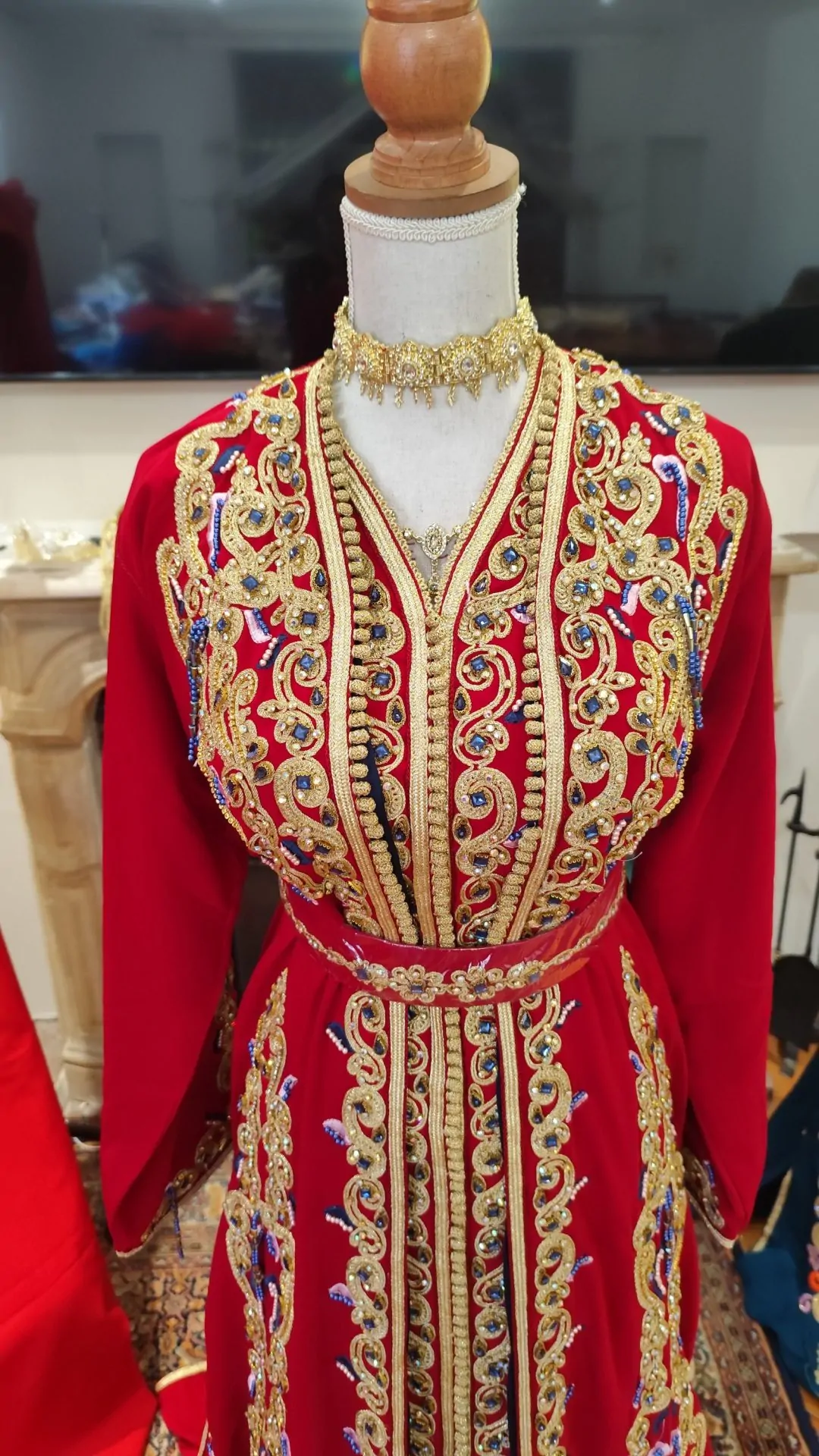 caftan marocain neuf doublé avec ceinture – Image 9