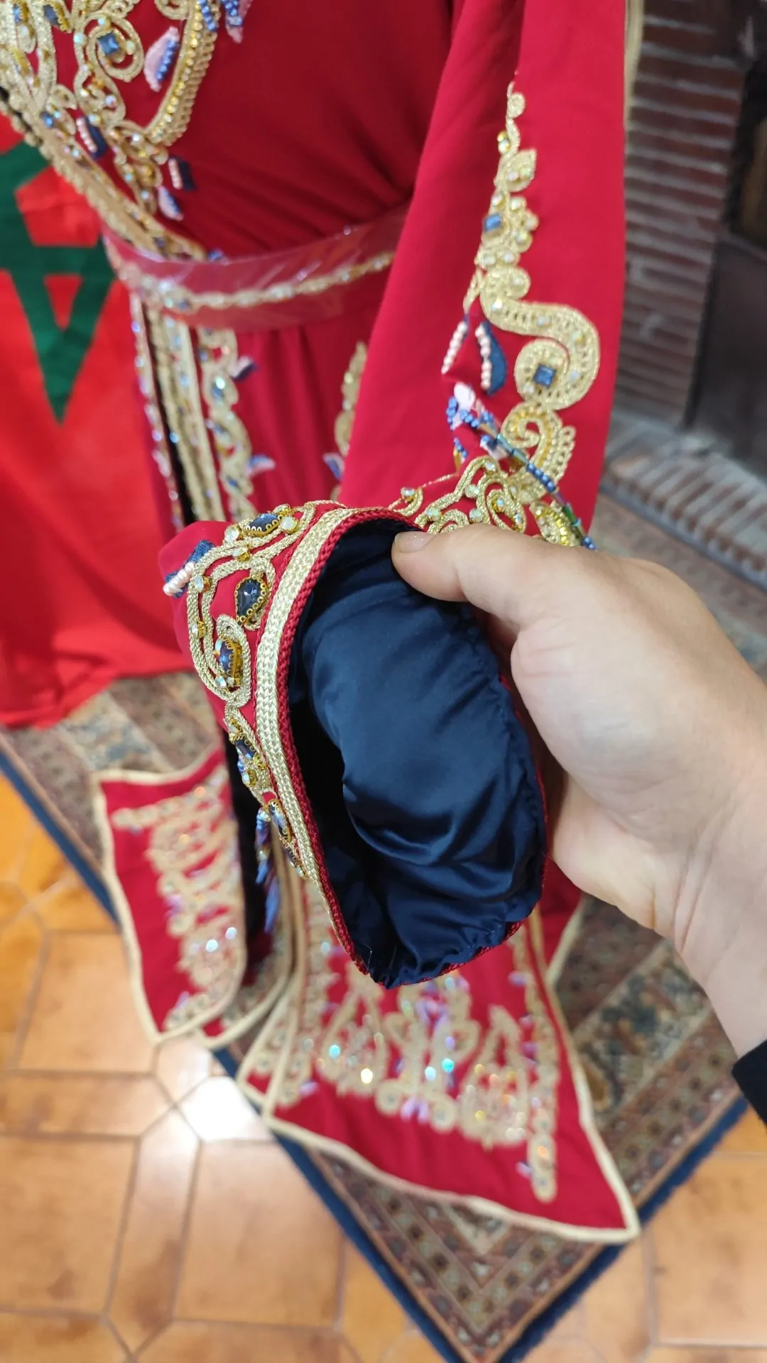 caftan marocain neuf doublé avec ceinture – Image 5