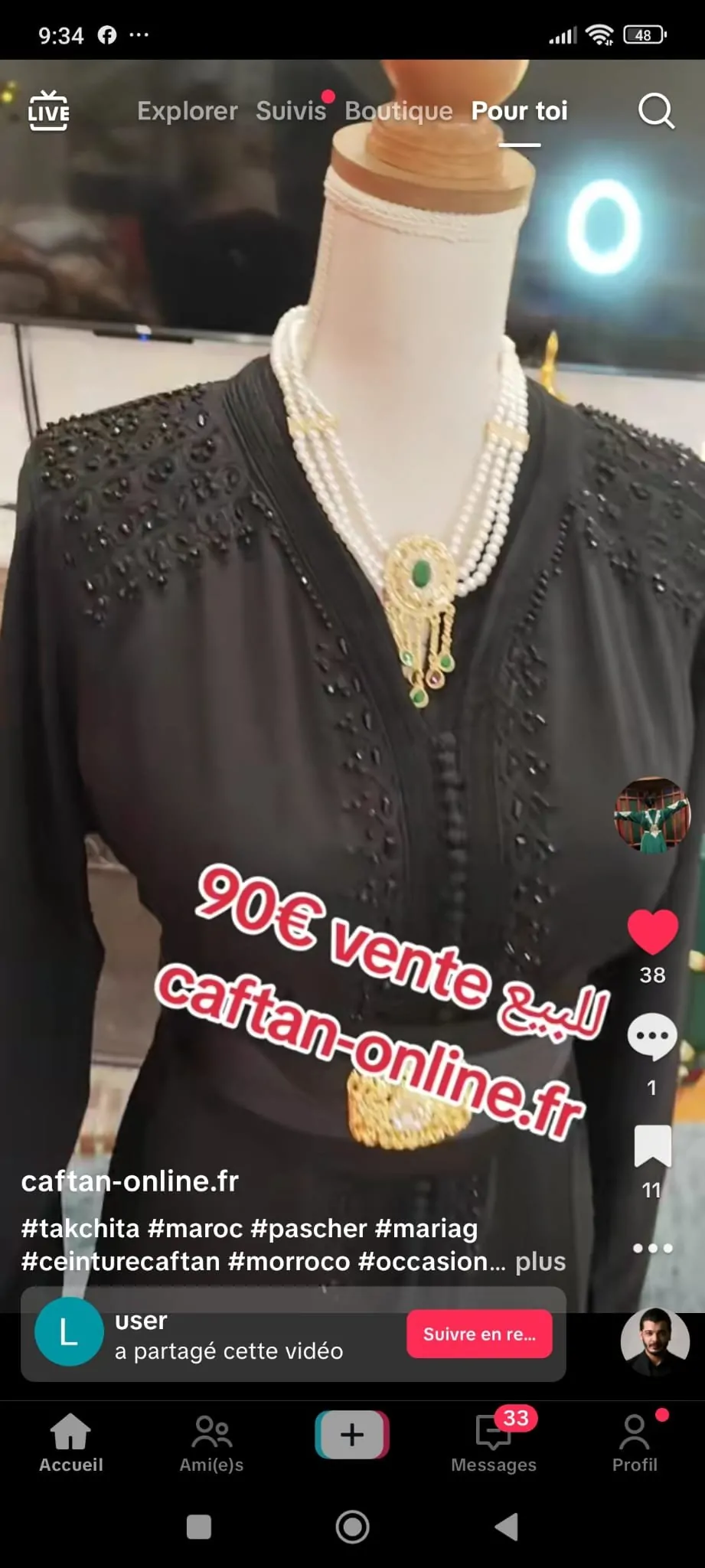 2caftan marocain avec ceinture