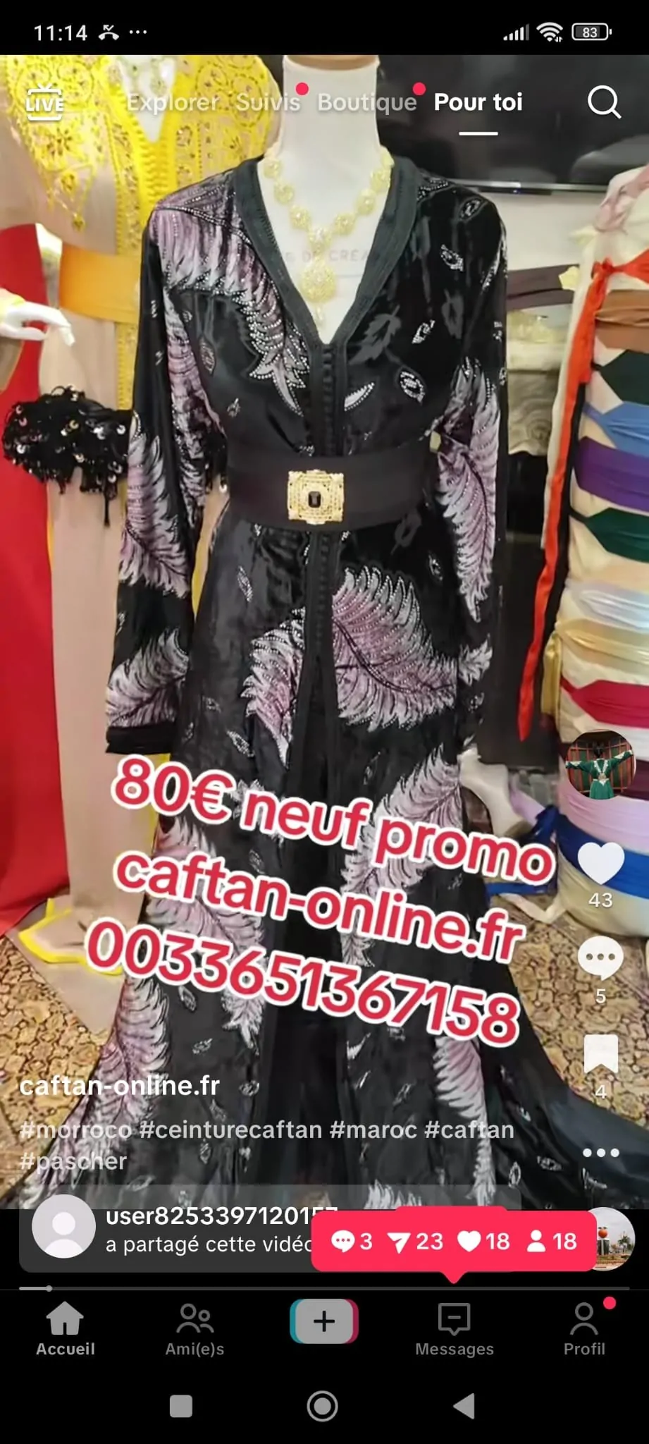 caftan marocain neuf avec deux ceintures