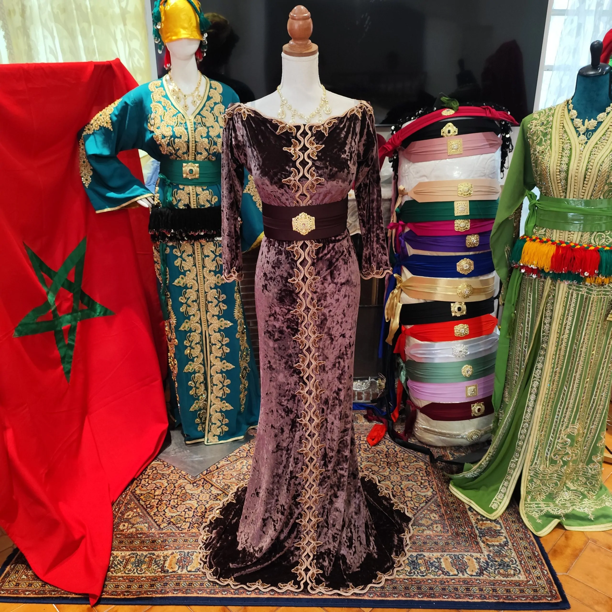 lot deux caftan marocain d occasion avec ceinture – Image 11