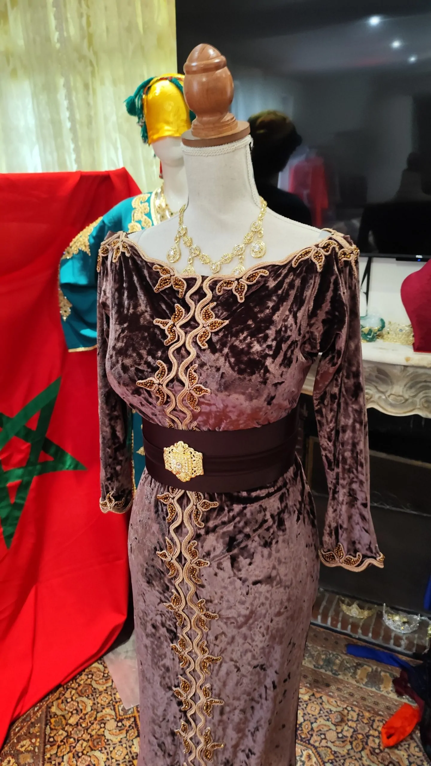 lot deux caftan marocain d occasion avec ceinture – Image 3