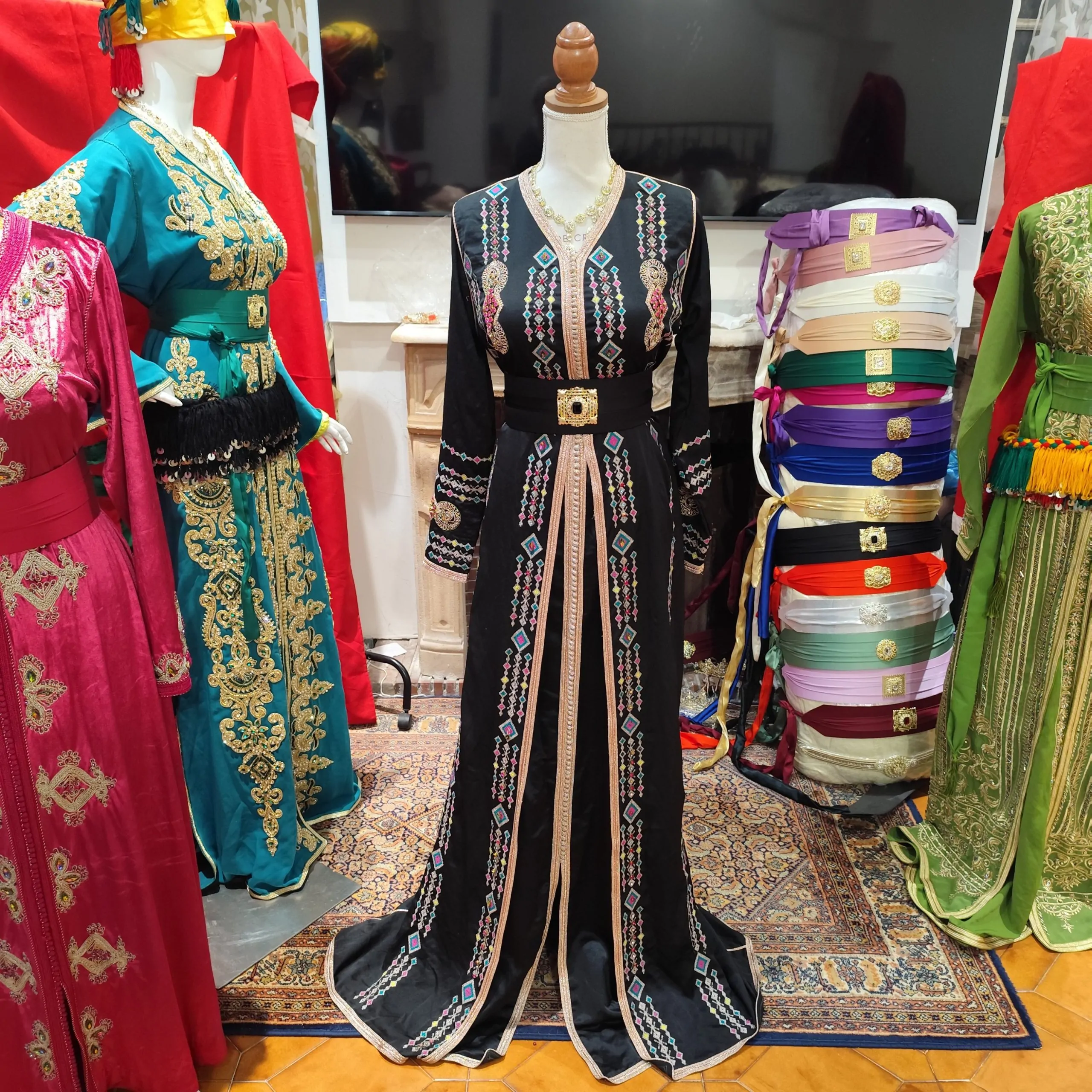 lot deux caftan marocain d occasion avec ceinture – Image 2