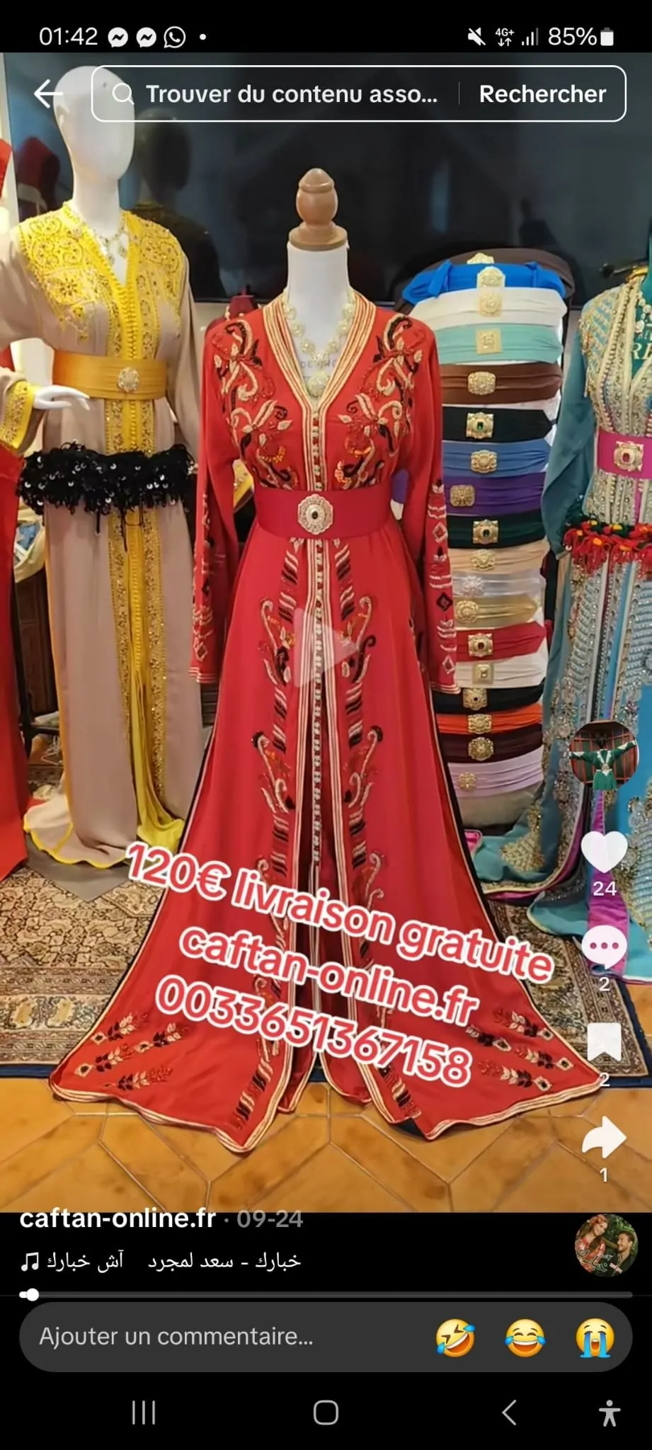 caftan marocain neuf avec ceinture
