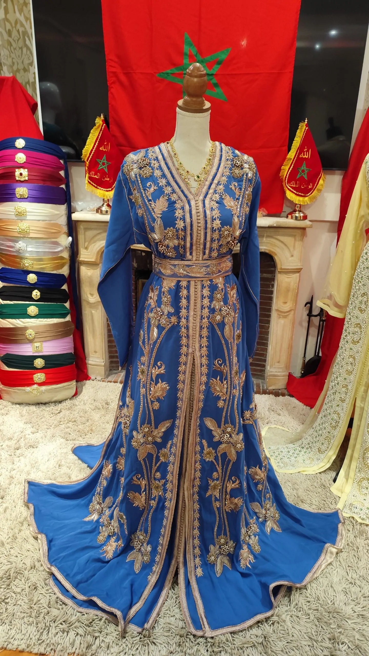 caftan marocain neuf doublé avec ceinture – Image 9