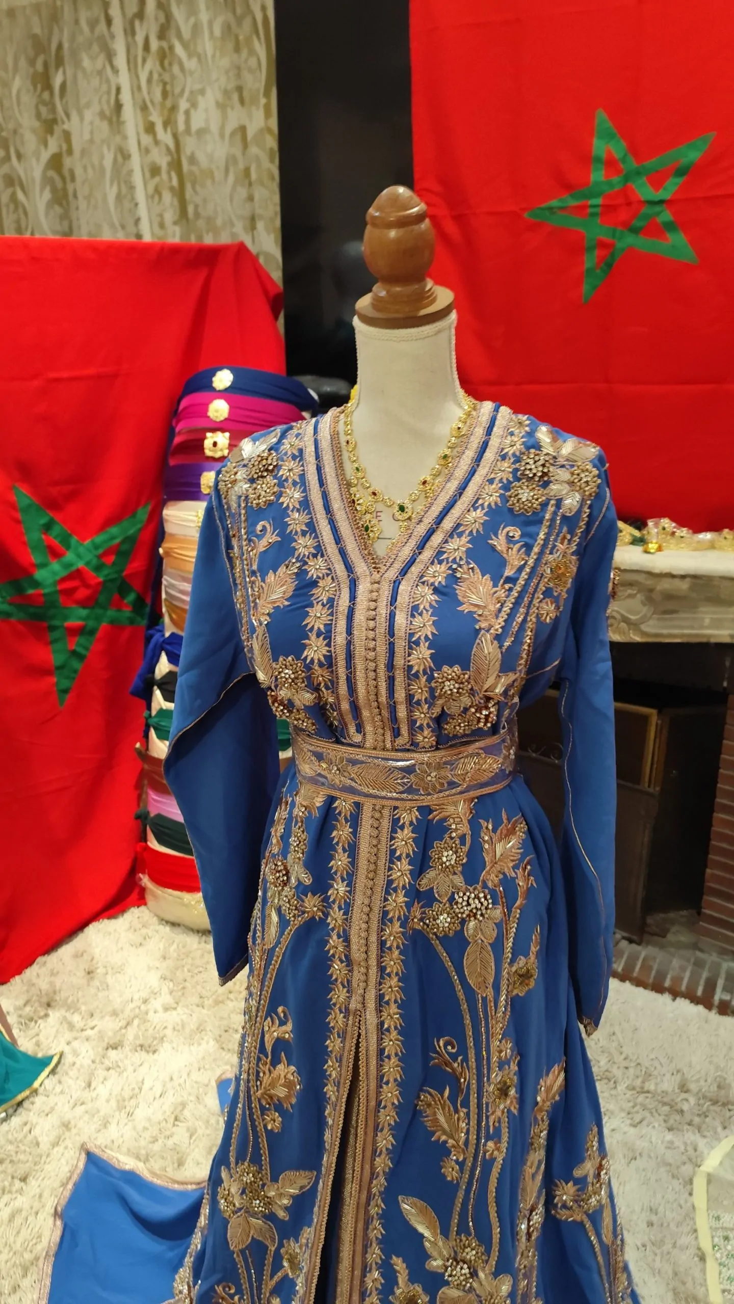 caftan marocain neuf doublé avec ceinture – Image 4