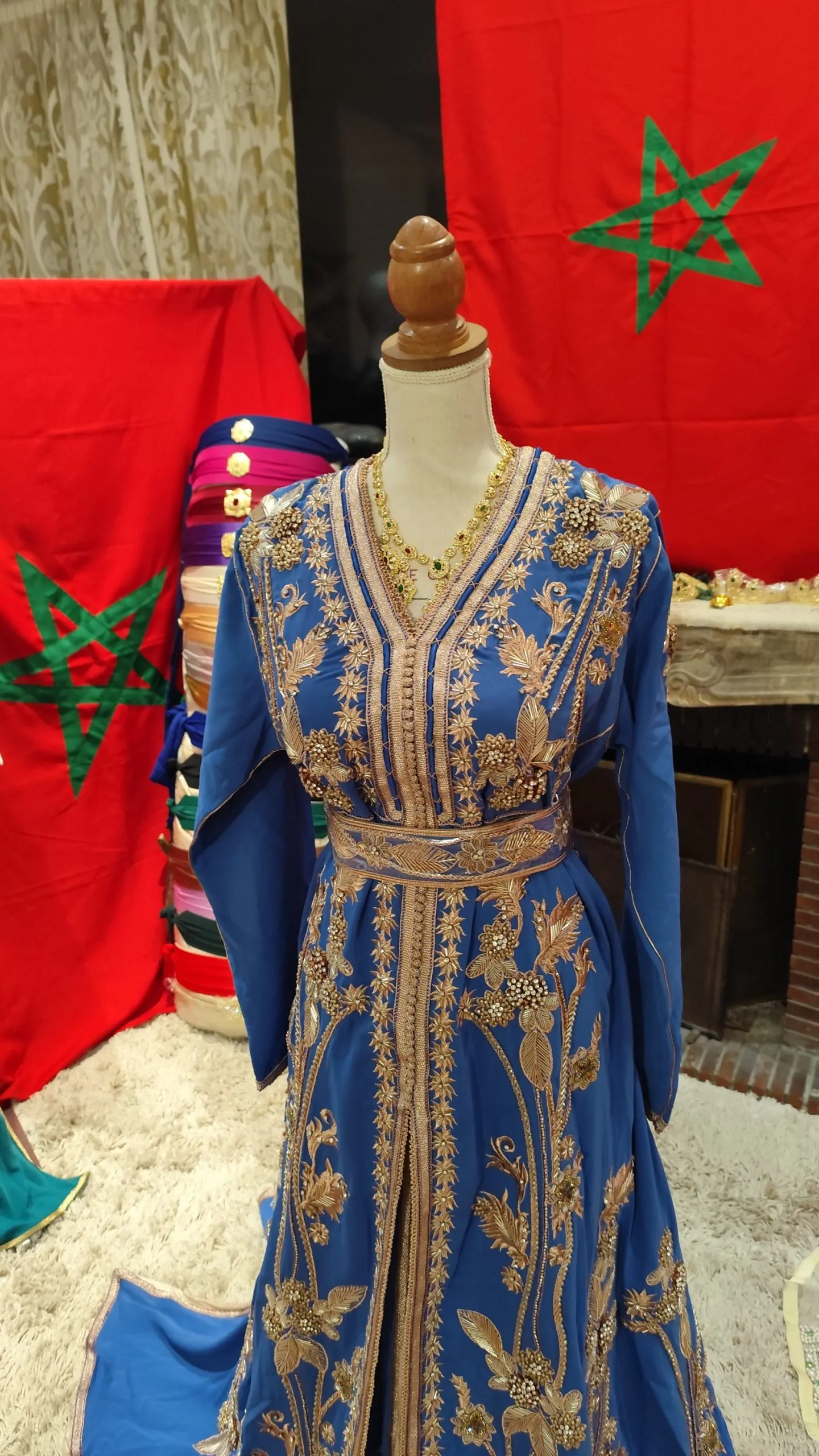 caftan marocain neuf doublé avec ceinture – Image 5