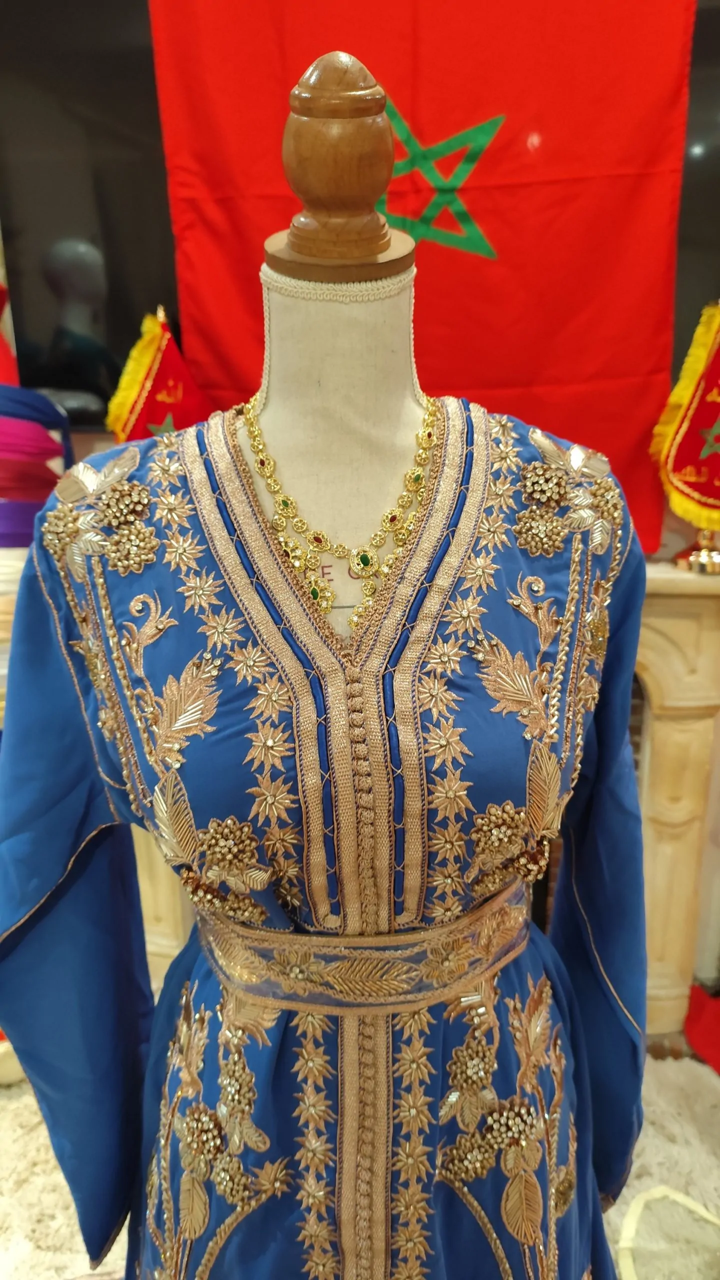 caftan marocain neuf doublé avec ceinture – Image 2