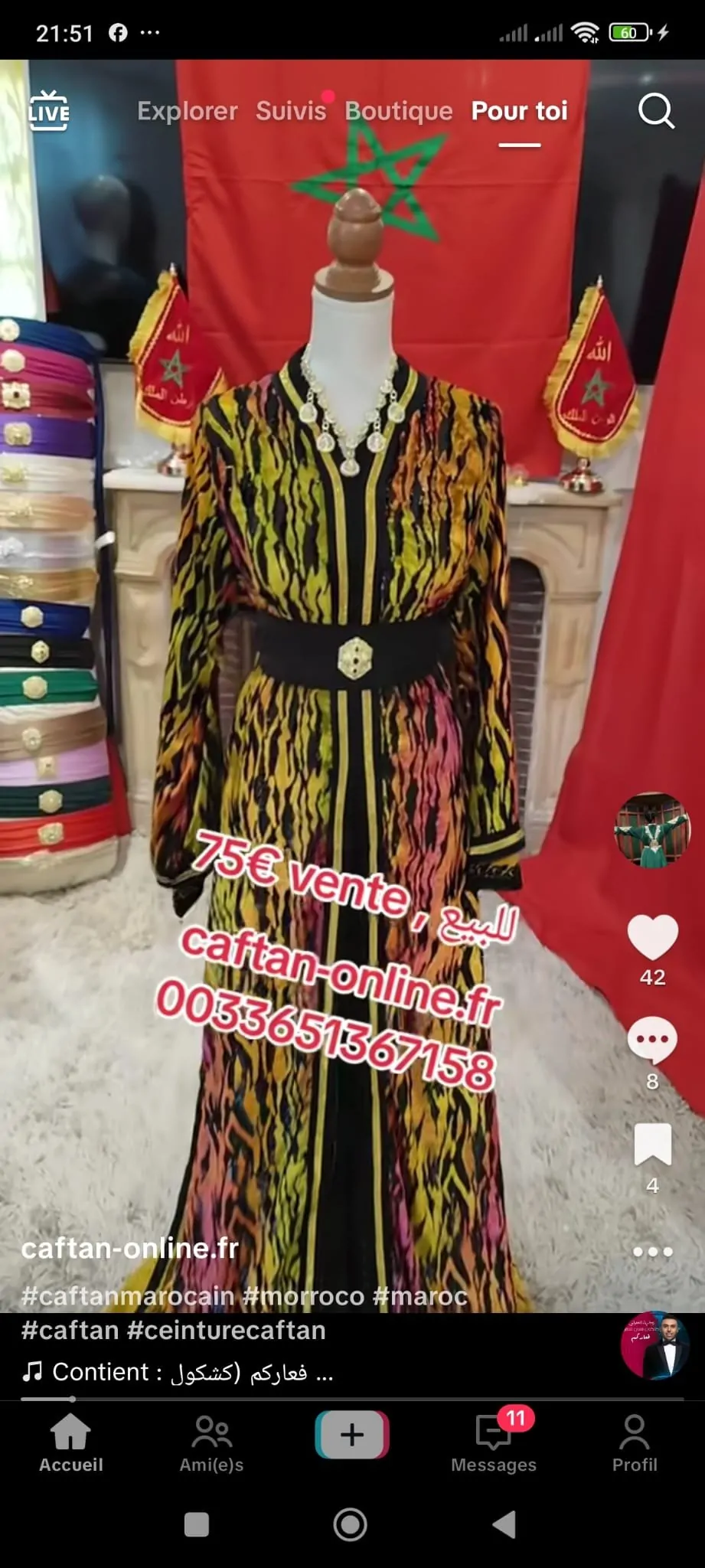 4 Caftan marocain d occasion avec deux ceintures – Image 3
