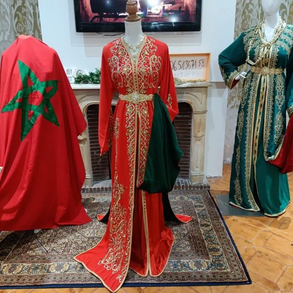 Nieuwe gevoerde Marokkaanse kaftan – tweedelige takchita