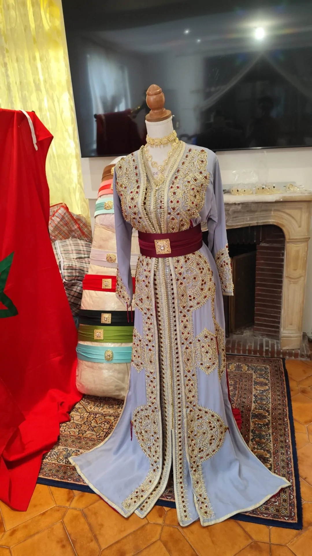 caftan marocain neuf doublé _ takchita deux pièces – Image 3