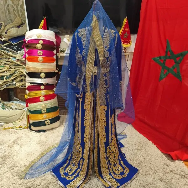 New Moroccan Veil 2m – Traditional Accessory for Caftan and Takchita