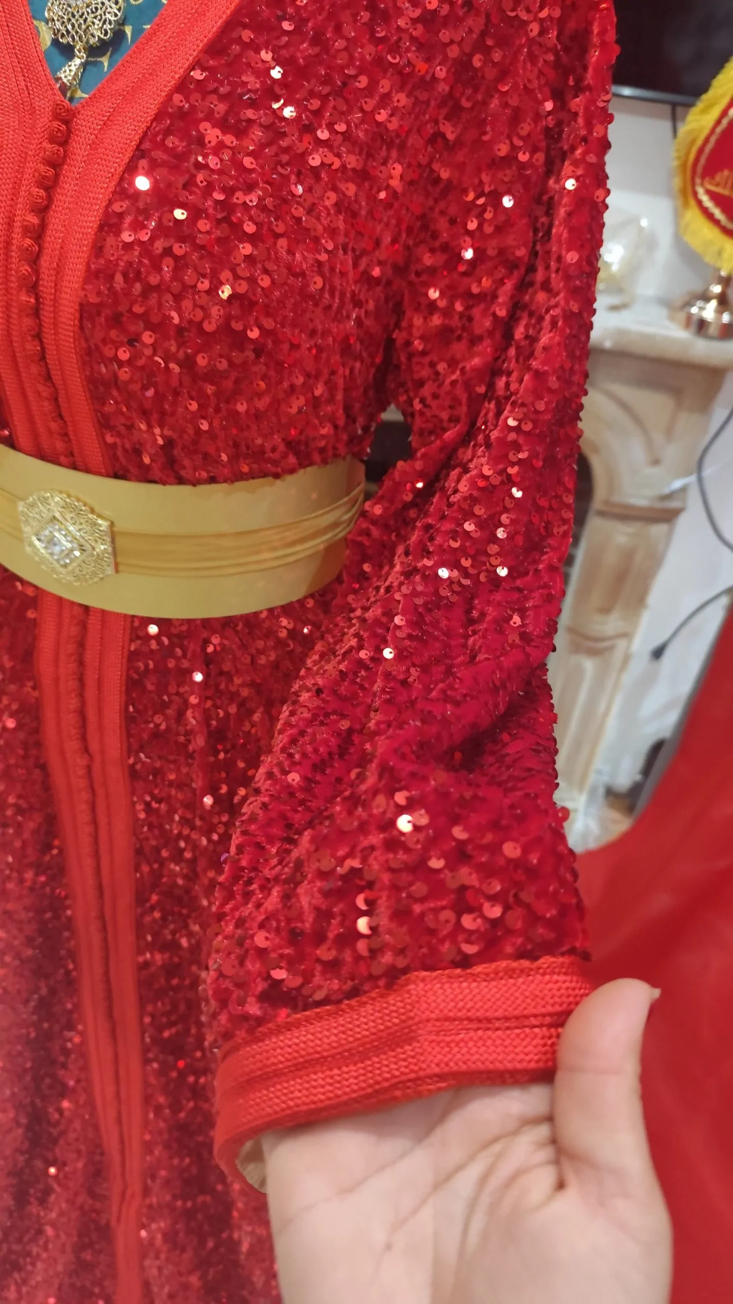Caftan Marocain Traditionnel Fait Main – Aisselle à Aisselle 60 cm – Modèle Artisanal – Image 6