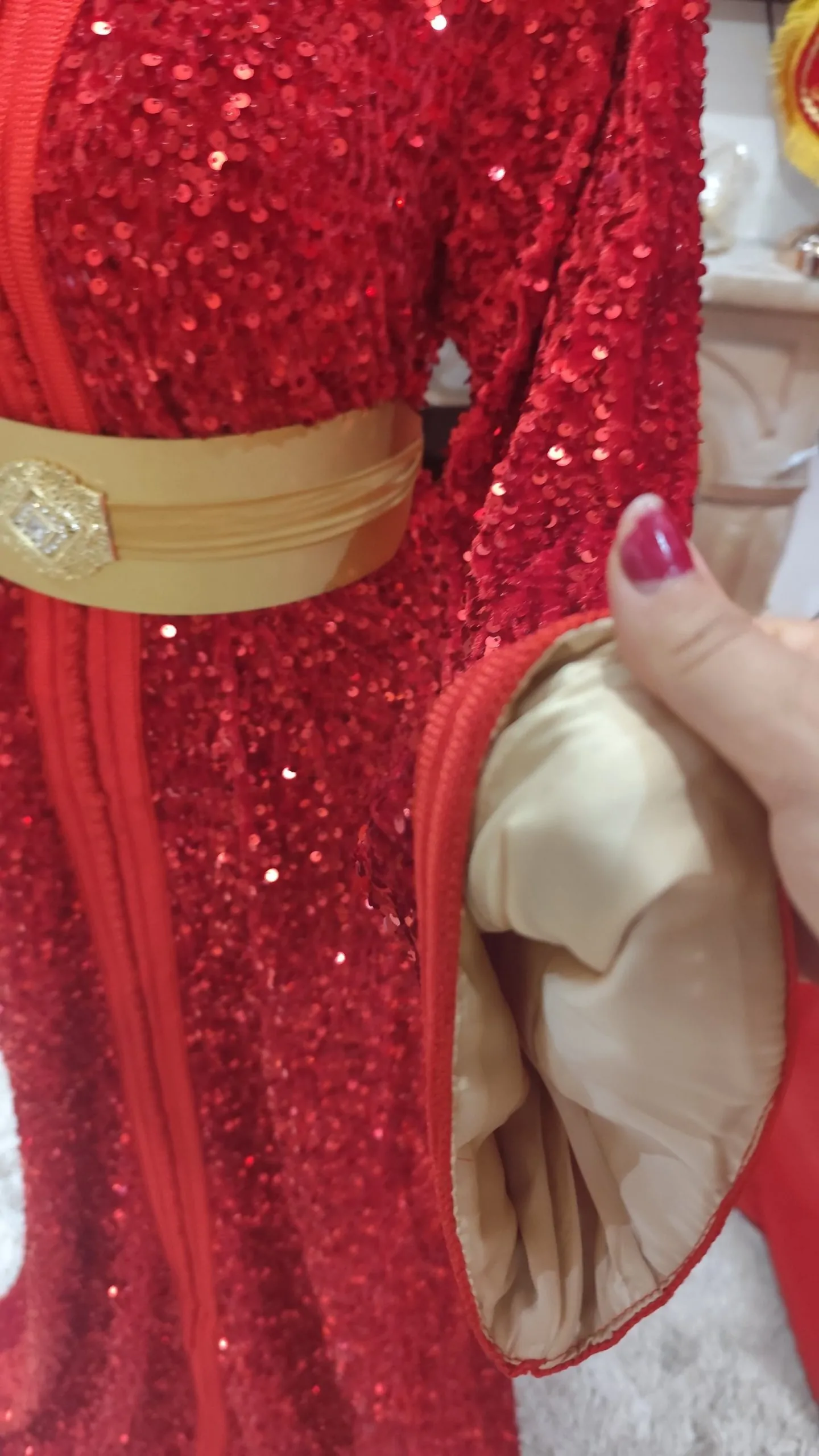 Caftan Marocain Traditionnel Fait Main – Aisselle à Aisselle 60 cm – Modèle Artisanal – Image 2