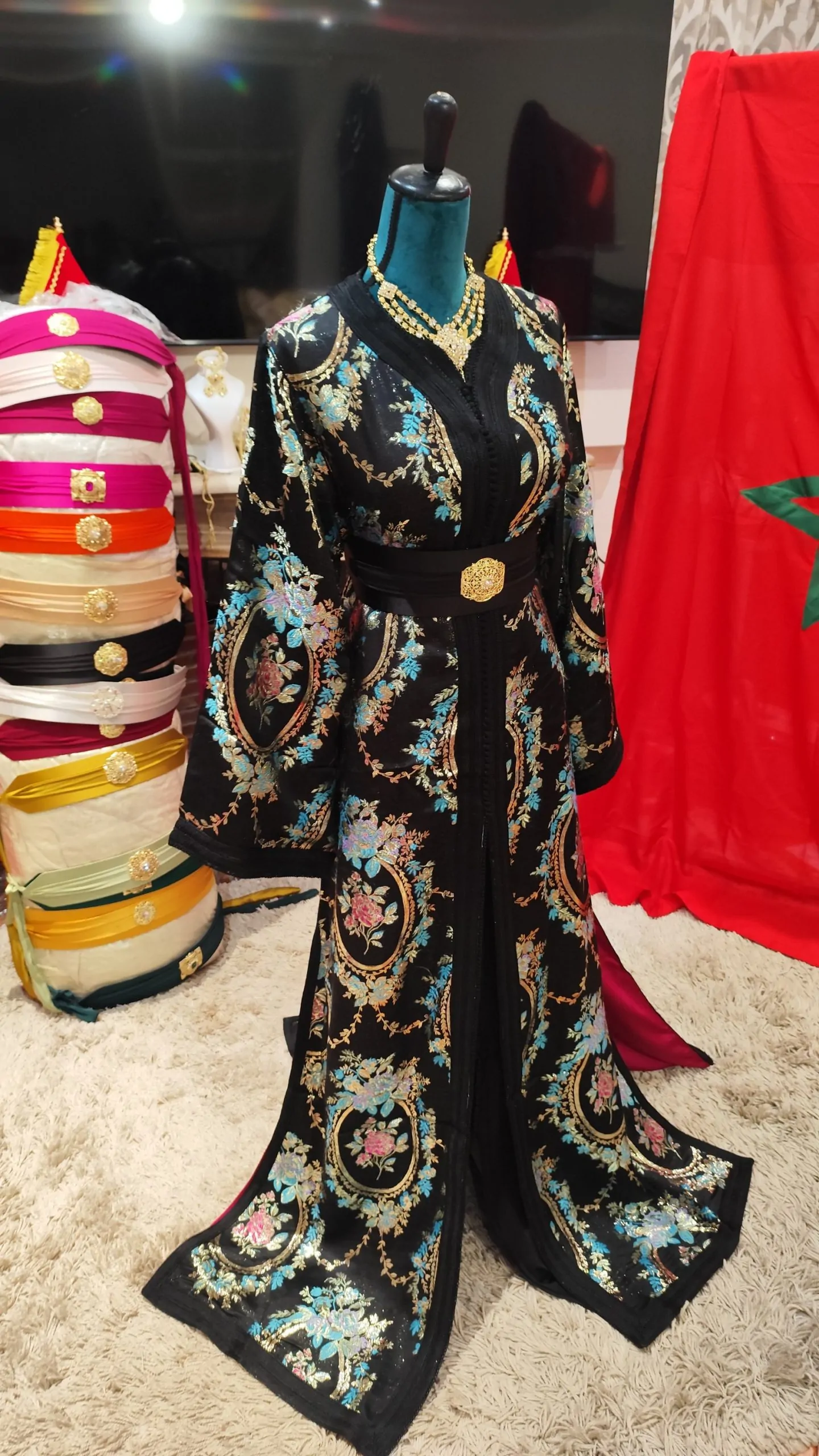 caftan marocain neuf doublé avec la ceinture – Image 7