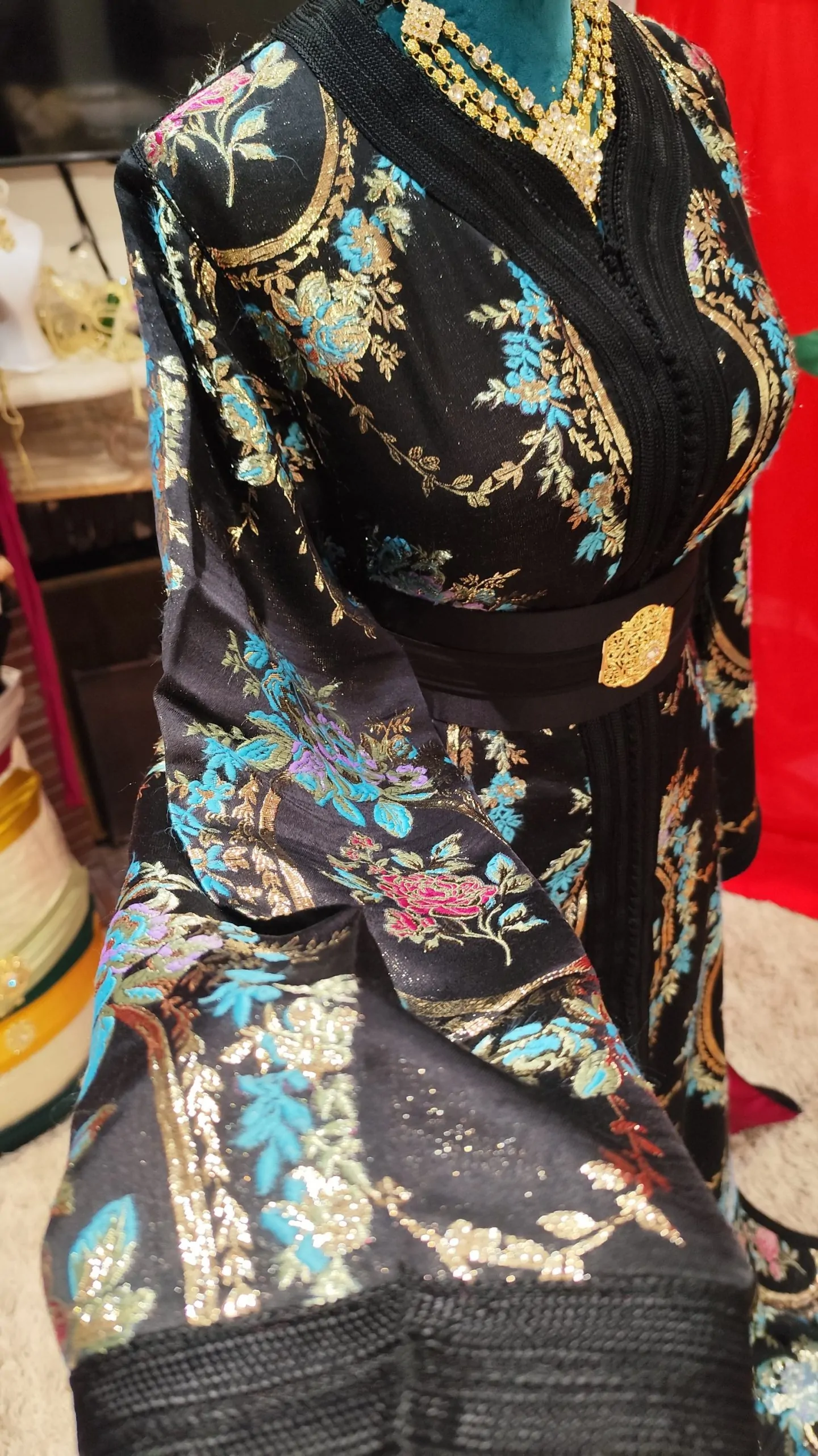 caftan marocain neuf doublé avec la ceinture – Image 2