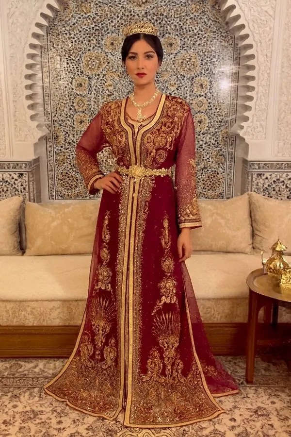 New Moroccan caftan with train