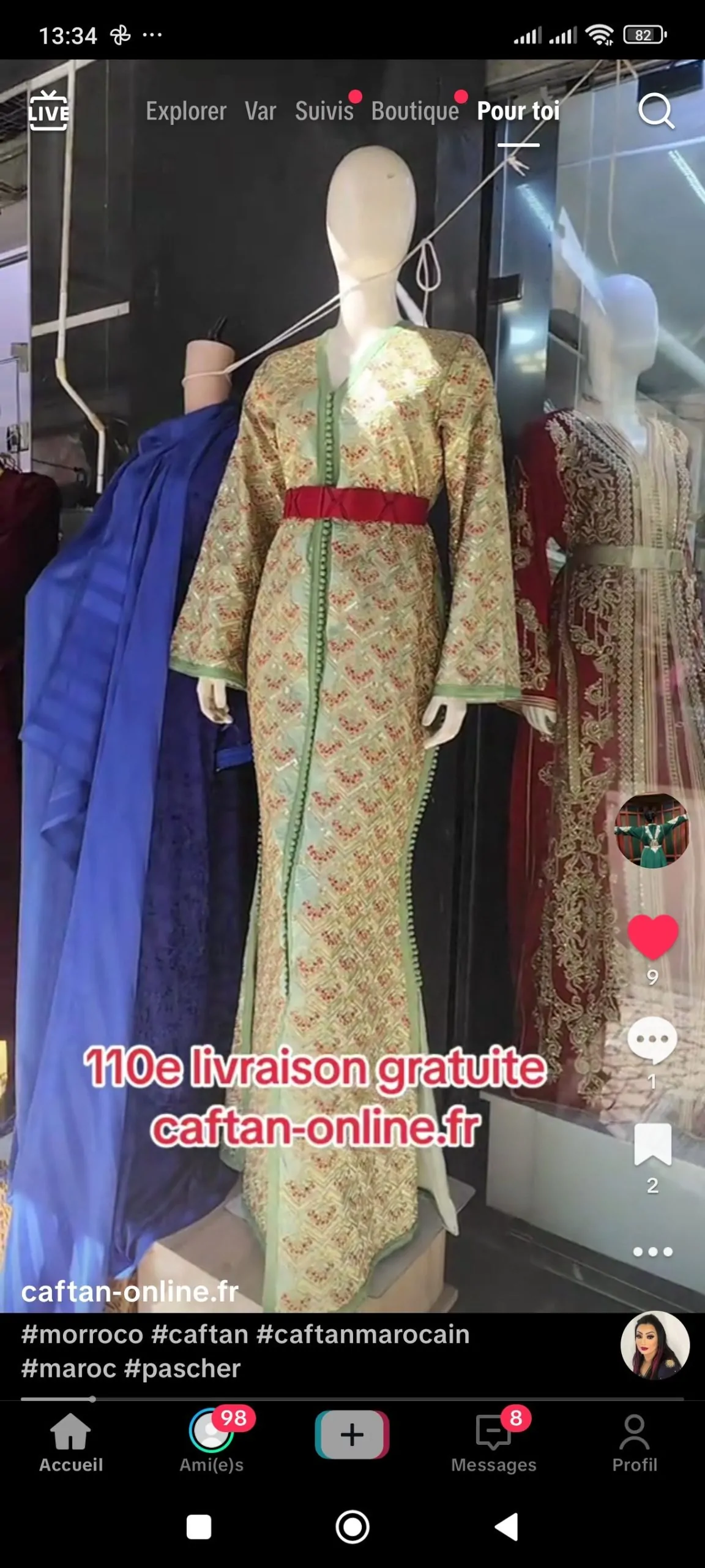 9caftans plus trois ceintures