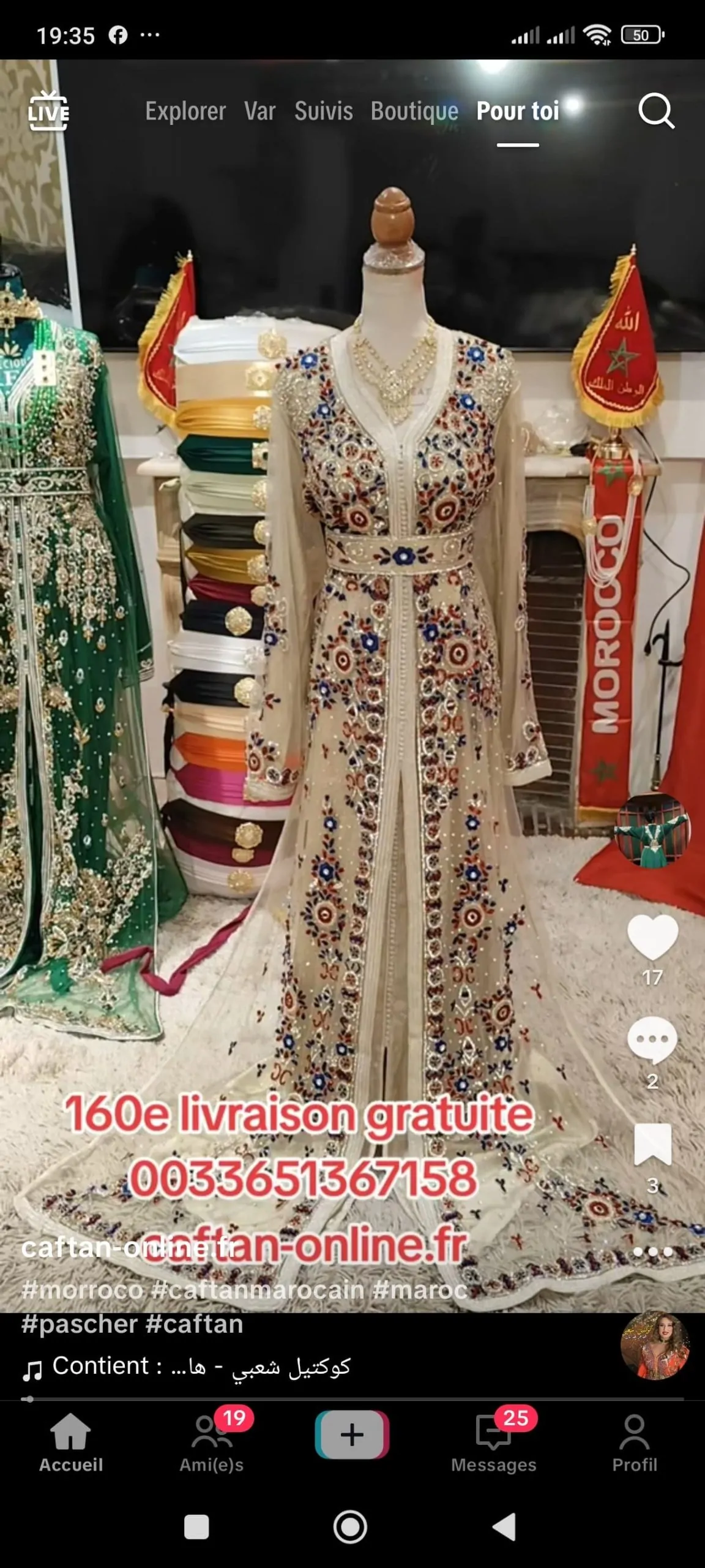 caftan marocain neuf avec ceinture