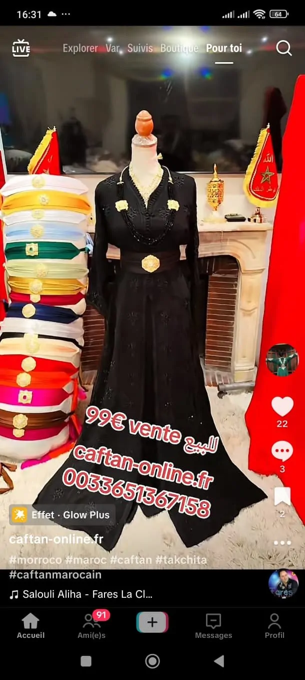 5 caftans neuf avec ceinture plus collier noir plus bijoux de tête – Image 5
