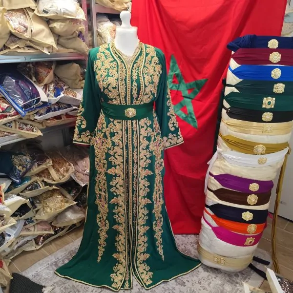 caftan marocain neuf doublé avec ceinture avec ras du cou — photo 15