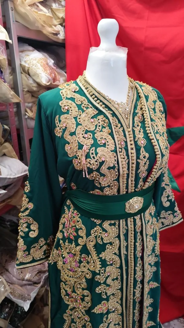 caftan marocain neuf doublé avec ceinture avec ras du cou — photo 13