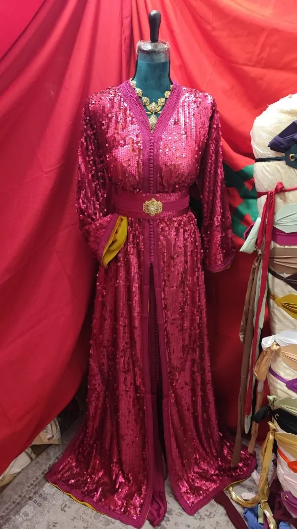 Caftano marocchino nuovo, taglia forte, paillettes — photo 4
