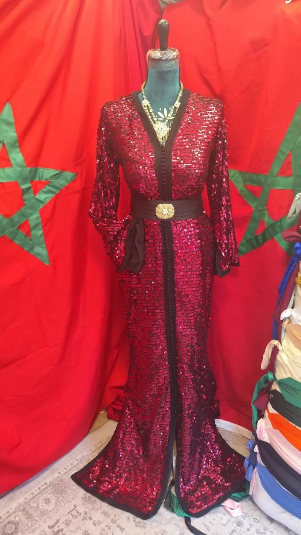 Caftano marocchino usato, taglio a sirena, taglia S