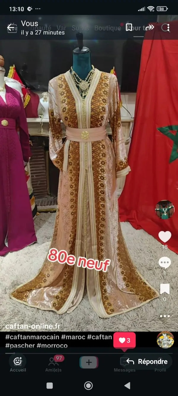 caftan marocain neuf et deux ceintures