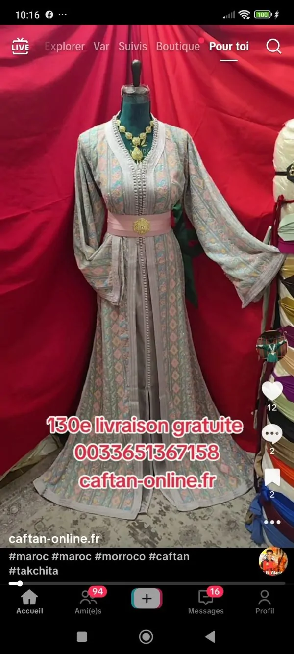 caftan marocain neuf sari plus accessoires