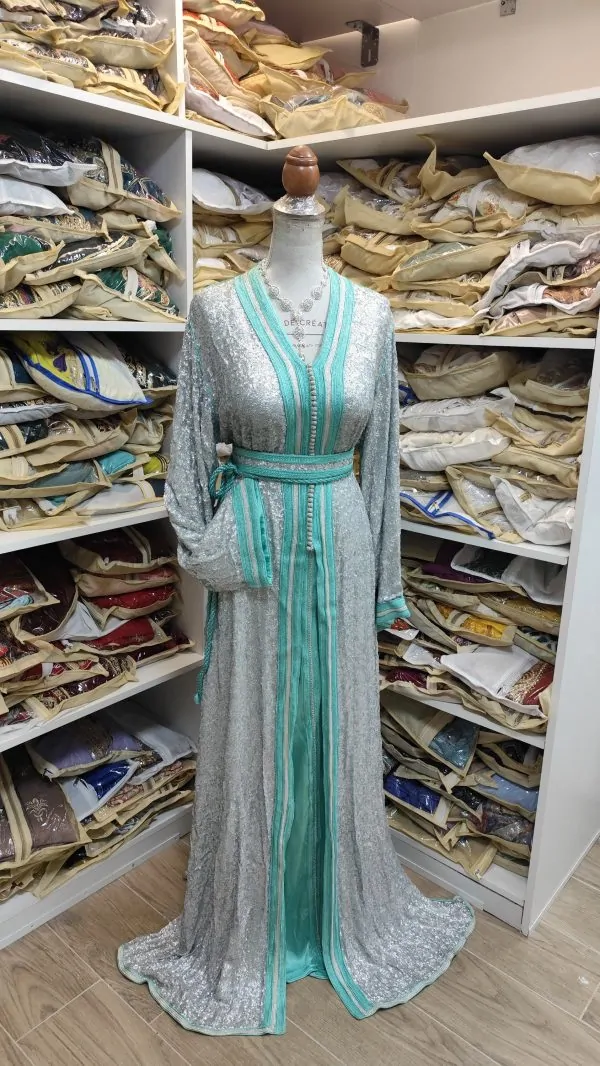 caftan marocain d occasion grande taille 70cm avec ceinture — photo 7