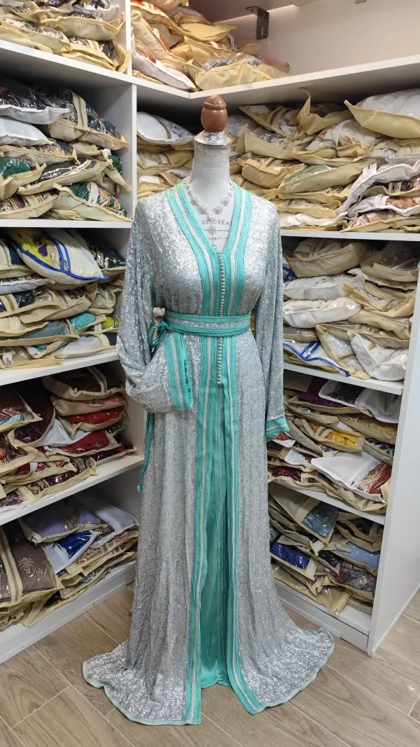 caftan marocain d occasion grande taille 70cm avec ceinture — photo 9