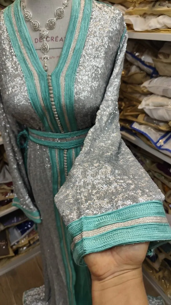 caftan marocain d occasion grande taille 70cm avec ceinture — photo 5