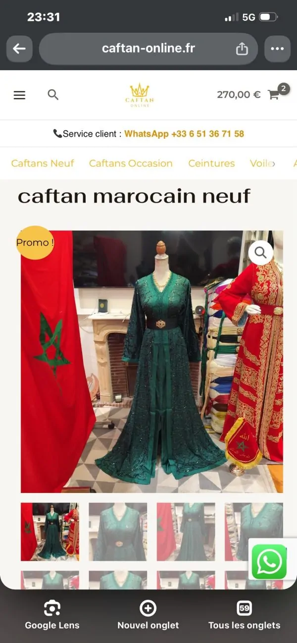 deux Caftan marocain neuf avec ceinture