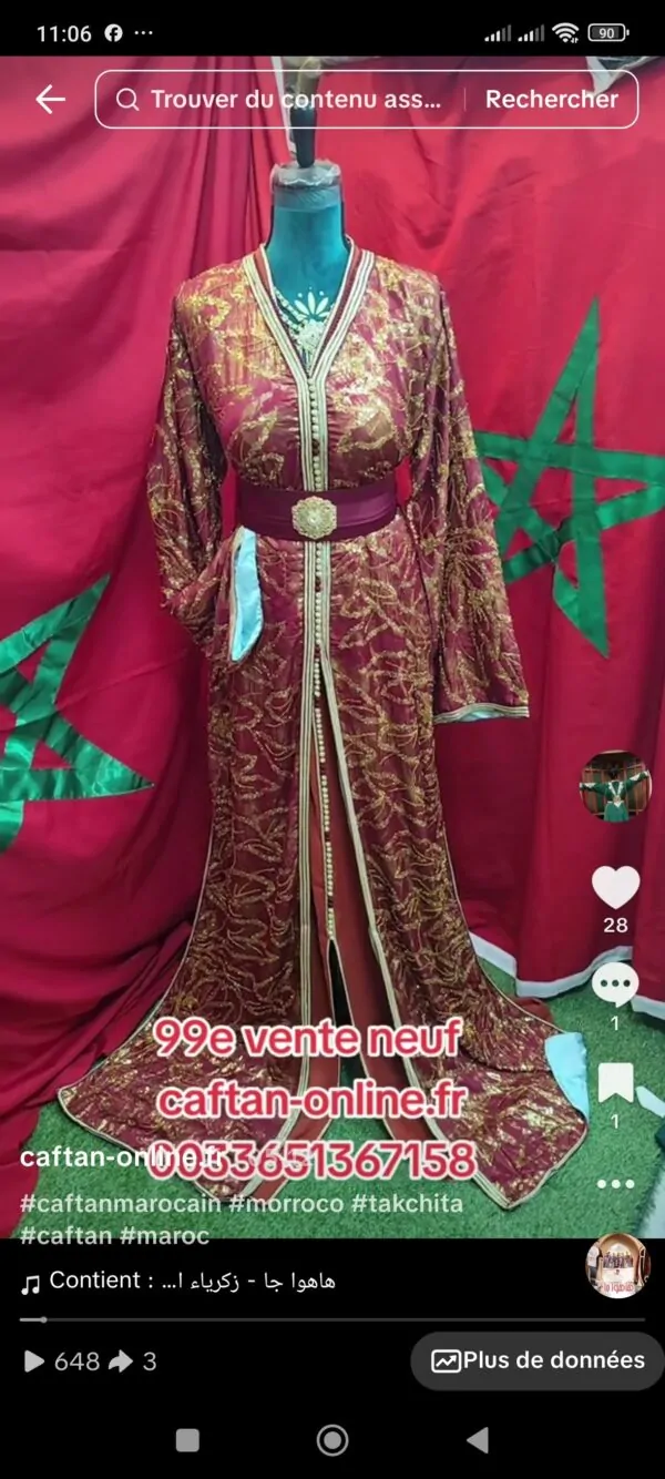 caftan marocain neuf avec ceinture